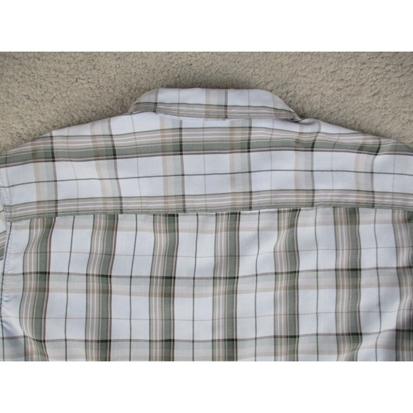 Oneill Shirt Mens Medium Blue Plaid Button Down Short‎ Sleeve Pocket - Picture 8 of 12